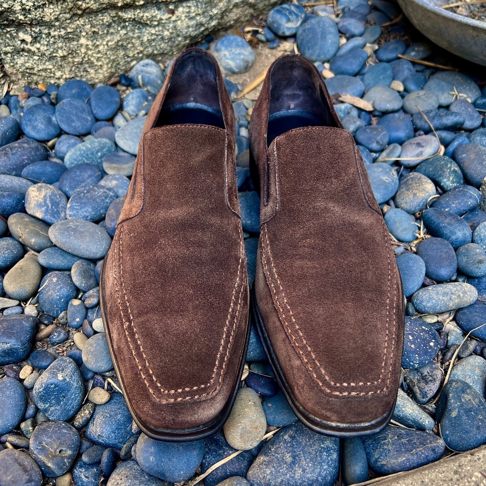 Mens Bruno Magli Brown Suede Loafers